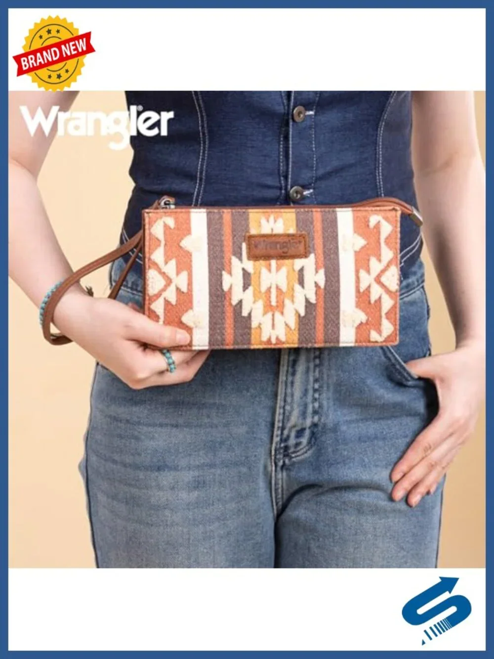 Wristlet Clutch Purse with Towel Embroidery and Zipper